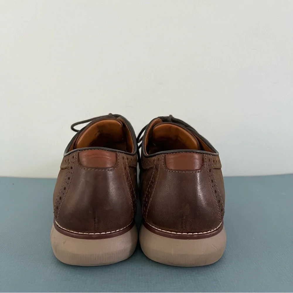 Johnston &‎ Murphy Holden Embossed Brown Leather Oxford Wingtip Dress Shoes
